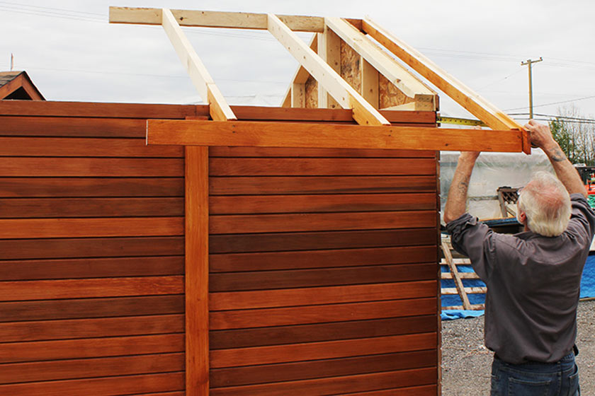 Aligning Smaller Roof Frame - Spa Gazebo|Hot Tub Enclosure - Westview Manufacturing