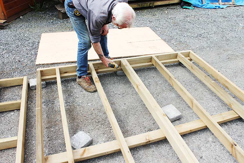 Aligning 2 Pieces Of The Floor Frames - Spa Gazebo|Hot Tub Enclosure - Westview Manufacturing