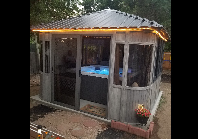 a Colorado gazebo with hot tub inside